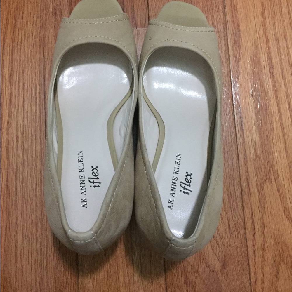 Anne Klein iflex suede peep toe wedge